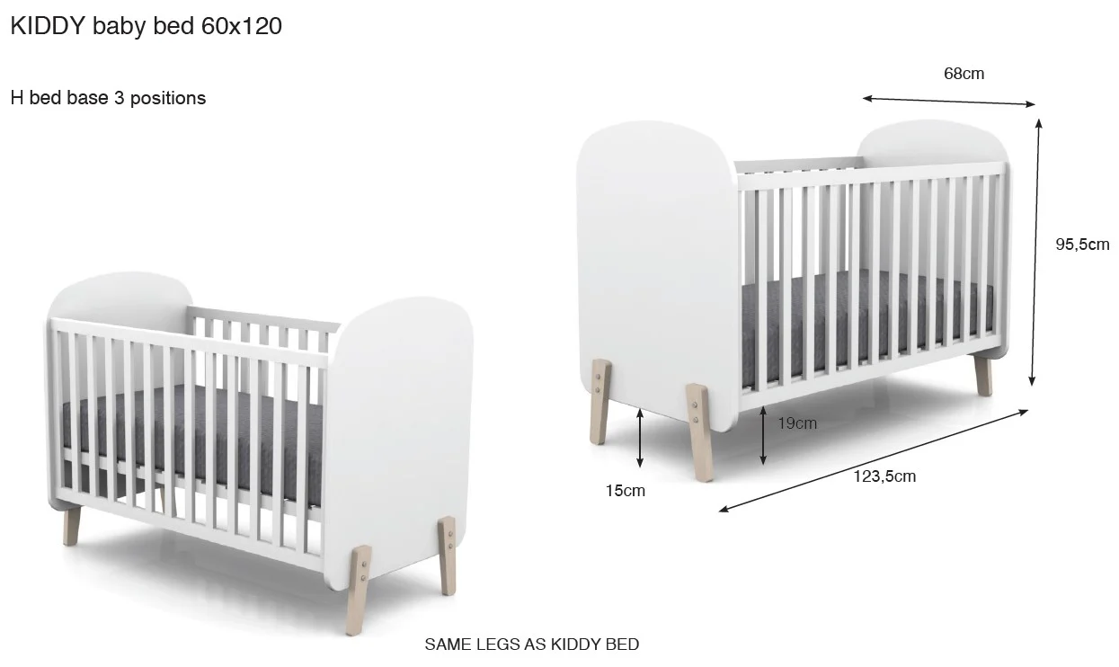 Jaxx 2-delige babykamer (bed + commode met verlengstuk) Kiddy wit - Image 6