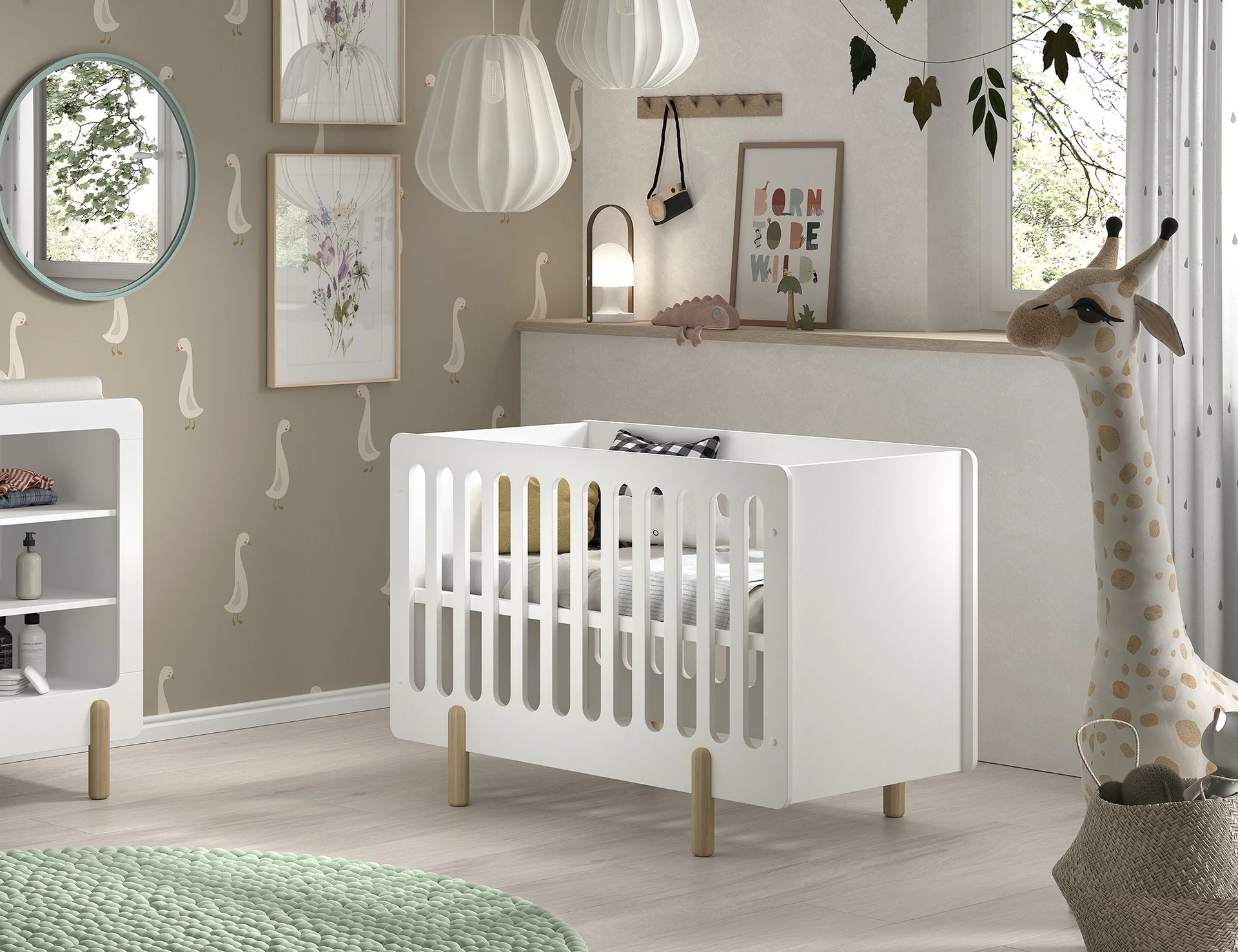 Jaxx 2-delige babykamer (bed L 120 x B 60 cm + luiertafel) Smile wit - Image 3