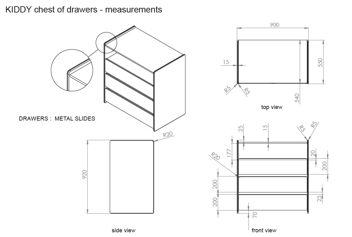 Jaxx 3-delige babykamer (bed + commmode met verlengstuk + kast met 3 deuren) Kiddy wit - Image 10