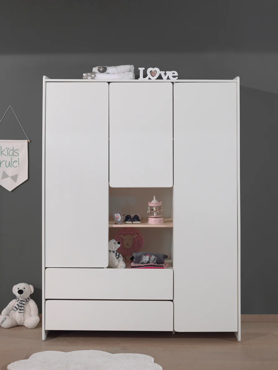 Jaxx 3-delige babykamer (bed + commmode met verlengstuk + kast met 3 deuren) Kiddy wit - Image 14